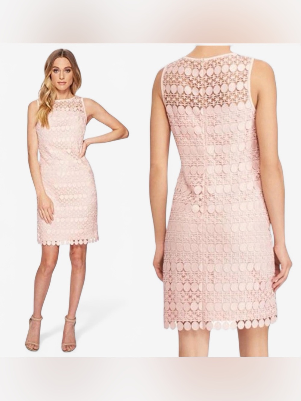NWT LAUREN RALPH LAUREN Lace-Mesh Sleeveless Sheath Dress in English Rose